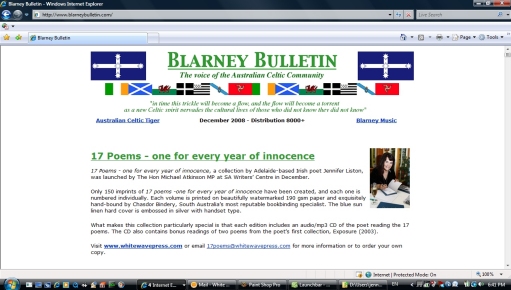 Screen capture from the December 2008 edition of Blarney Bulletin