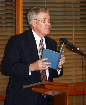 The Hon. Michael Atkinson, MP, Attorney-General and Minister for Multicultural Affairs, makes a passionate and entertaining speech to formally launch Jennifer Liston’s second poetry collection